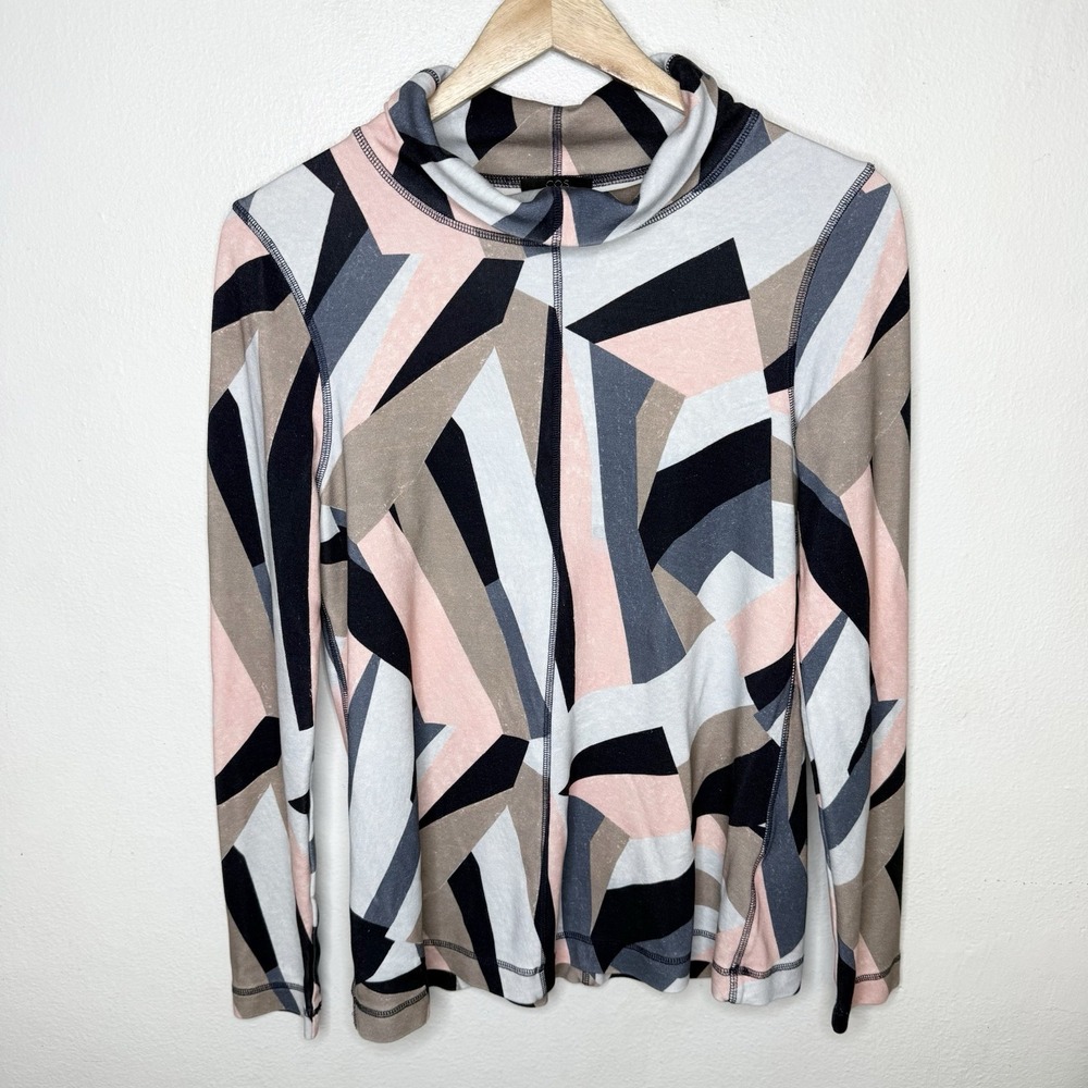 COS Geometric Print Long Sleeve Tunic in Pink, Black, Gray, and Tan